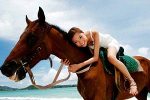 Girl Hugging A Quarter Horse